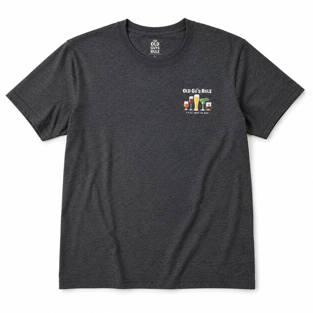 Old Guys Rule Mens Large Gray Graphic T-Shirt At This Age I Need My Glasses Tee